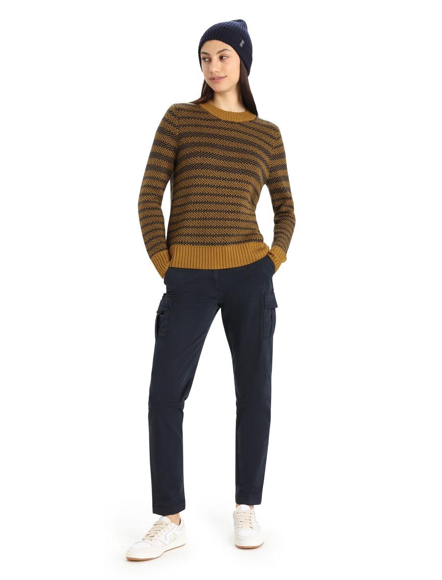 Women's Icebreaker Merino Waypoint Crewe Sweaters Clove / Midnight Navy | CA 1323LISH